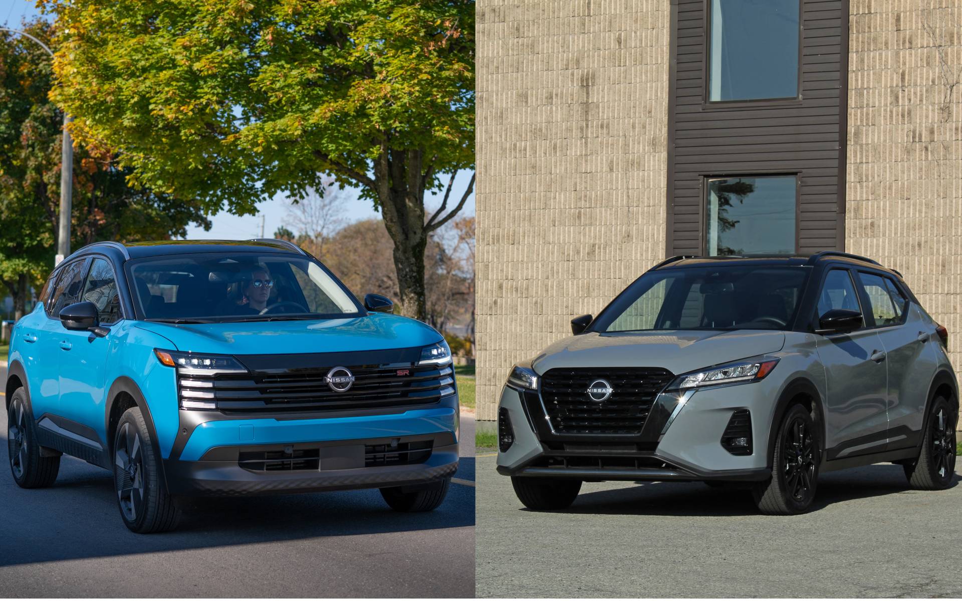 Nissan Kicks 2025 (gauche) et Kicks Play 2025 (droite)
